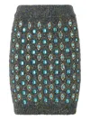 Pinko Cable-knit Embellished Mini Skirt In Gray