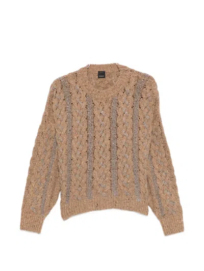 Pinko Cable-knit Sweater In Brown