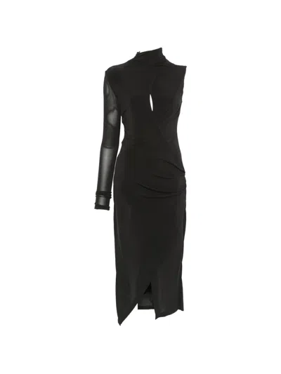 Pinko Cadillac Asymmetric Cut-out Midi Dress In Neutral