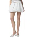 Pinko White Skirt With Pleated Details And Balloon Hem In Cotton Woman