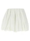 Pinko White Skirt With Pleated Details And Balloon Hem In Cotton Woman