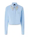 Pinko Caffelatte Beaded Neck Blouse In Blue