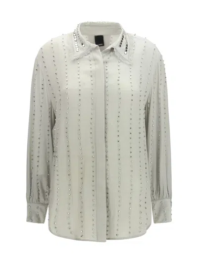 Pinko Caitlin Shirt With Metal Elements In Gray