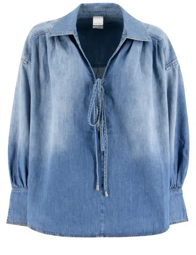Pinko Calahari Blouse Made Of Denim. In Lavaggio Medio Chiaro