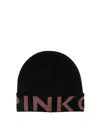 Pinko Logo Jacquard Turn-up Beanie In Negro