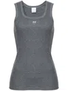 Pinko Love Birds-embroidered Ribbed Tank Top In Gray