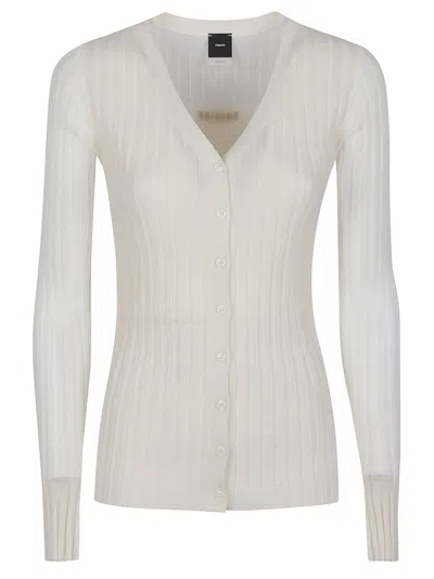 Pinko Caldo V Neck Knit Wool Cardigan In White
