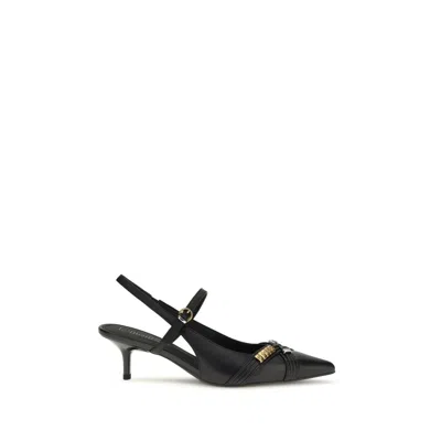 Pinko Gloria 18 Leather Pumps With Metal Lettering Detail In Black
