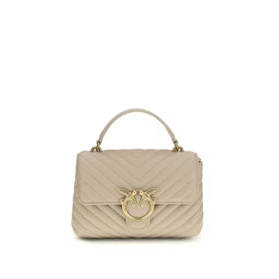 Pinko Calf Leather Bos Taurus Women's Handbag In Neutral