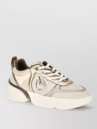 Pinko Calf Leather Chunky Low-top Sneakers In Multi