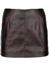 Pinko Mini-jupe Effet Cuir Marron In 褐色