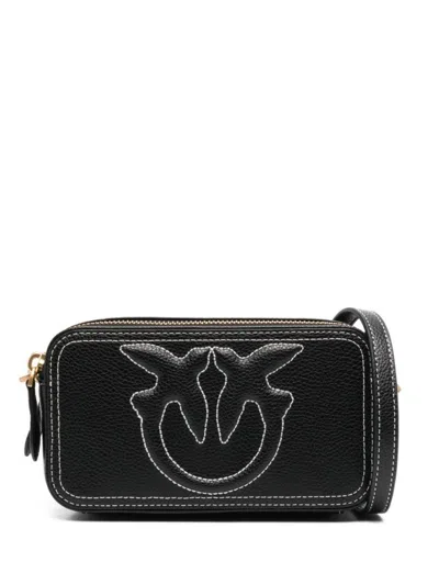 PINKO CALF LEATHER HANDBAG WITH GOLD-TONE HARDWARE