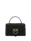 Pinko Large Lady Love Bag Puff Chevron Handbag In Black