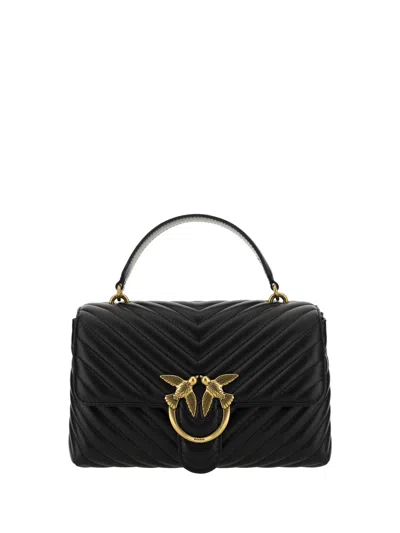 Pinko Calf Leather Love Lady Women's Handbag In Black