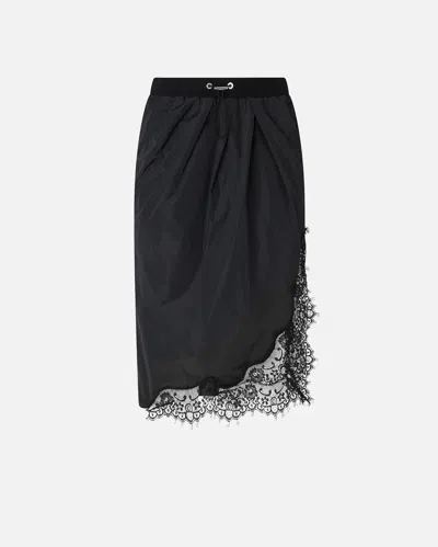 Pinko Calf-length Skirt With Lace Insert In Black