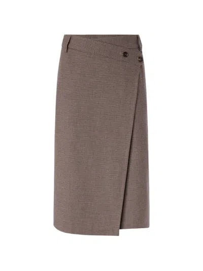 Pinko Calf-length Wrap Skirt With Check Pattern In Gray