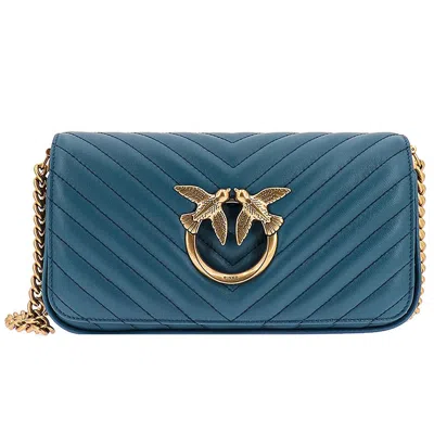 Pinko Calfskin Crossbody Women's Bag In Blue