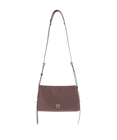 PINKO CALFSKIN SHOULDER BAG WITH LOGO