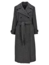 Pinko Trench Coat With Belt In Grey