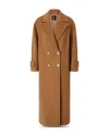 Pinko Long Double-breasted Wool-blend Cloth Coat In Brown