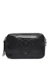 Pinko Smooth Black Leather Shoulder Bag In Black