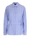 Pinko Camicia Carley Con Strass E Borchie In Blue