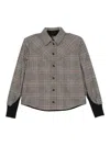 Pinko Cropped Plaid Shirt With Contrasting Cuffs In Multi
