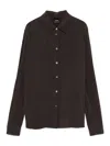 Pinko Silk Brown Shirt With Classic Button-down Front In Brown