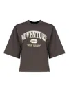 Pinko Cotton T-shirt With Logo Print In Grey