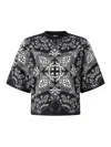 Pinko Crew Neck Paisley Pattern Short Sleeves Tops In Multicolour