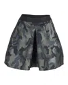 Pinko Camou Pleated Mini Skirt In Olive Green Polyester In Green