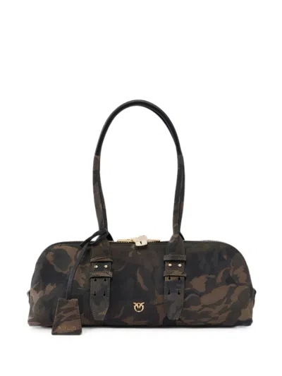 Pinko Camouflage-print Leather Tote Bag In Black