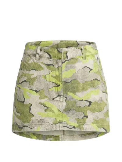 Pinko Camouflage-print Mini Skirt In Green