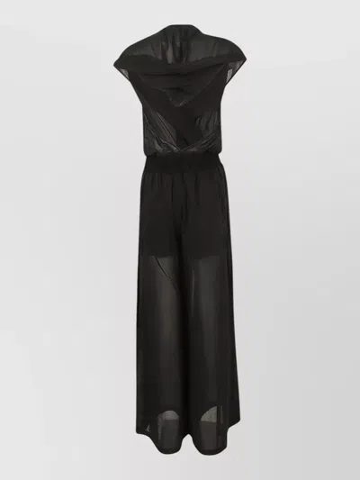 Pinko Camporosso Beach Jumpsuit Viscose Voile In Black
