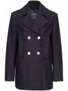 Pinko Double-breasted Wool Blend Caban In Blue
