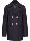 Pinko Double-breasted Straight Hem Peacoat In Blue