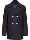 Pinko Double-breasted Straight Hem Peacoat In Blue