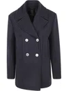 Pinko Double-breasted Straight Hem Peacoat In Marine Blue