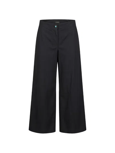 Pinko Canelli Button-detail Wide-leg Trousers In Black