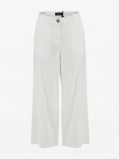 Pinko Canelli Embellished-button Wide-leg Trousers In White