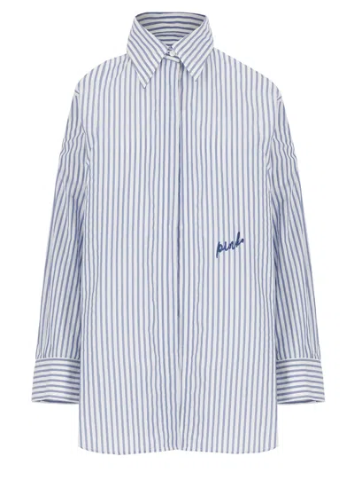 Pinko Canterno Striped Shirt In Light Blue