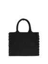 Pinko Frayed Lettering Medium Tote Bag In Black