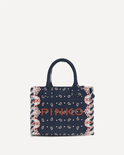 Pinko Canvas Tote Bag In Multi