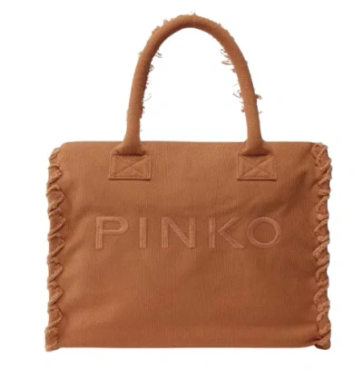 Pinko Canvas Tote Bag In White