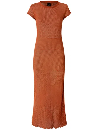 Pinko Cap Sleeves Dress In Orange
