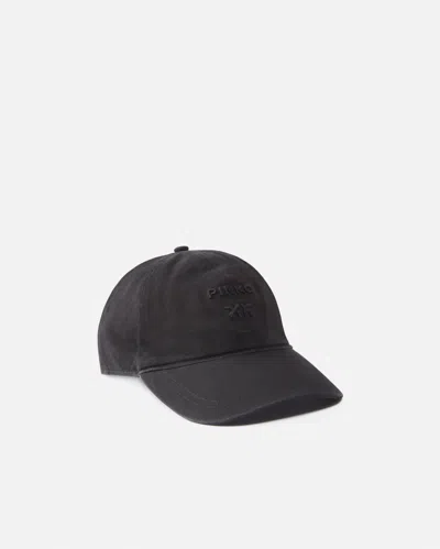 Pinko Cap With Logo Embroidery In Noir Limousine