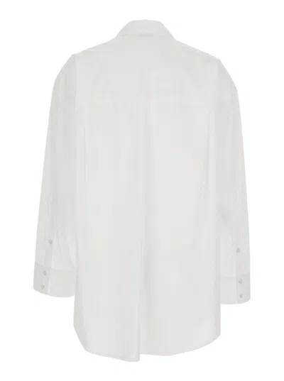 PINKO WHITE SHIRT WITH CRYSTAL DECORATION ON THE FRONT IN COTTON WOMAN