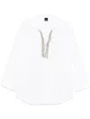 Pinko Button-up White Shirt With Intricate Embellishments