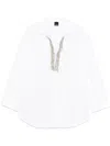 Pinko Button-up White Shirt With Intricate Embellishments In White