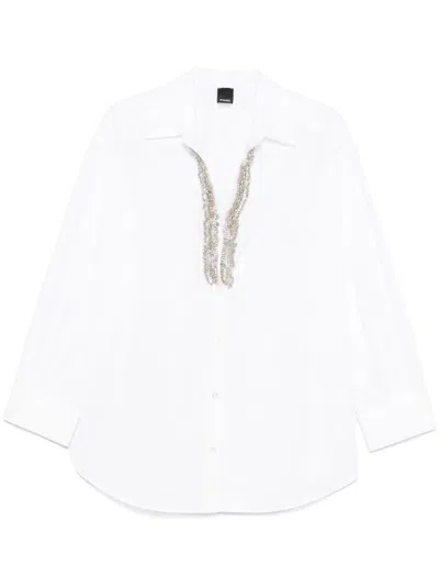 PINKO 'CAPIRAI' SHIRT IN WHITE COTTONE WITH STRASS